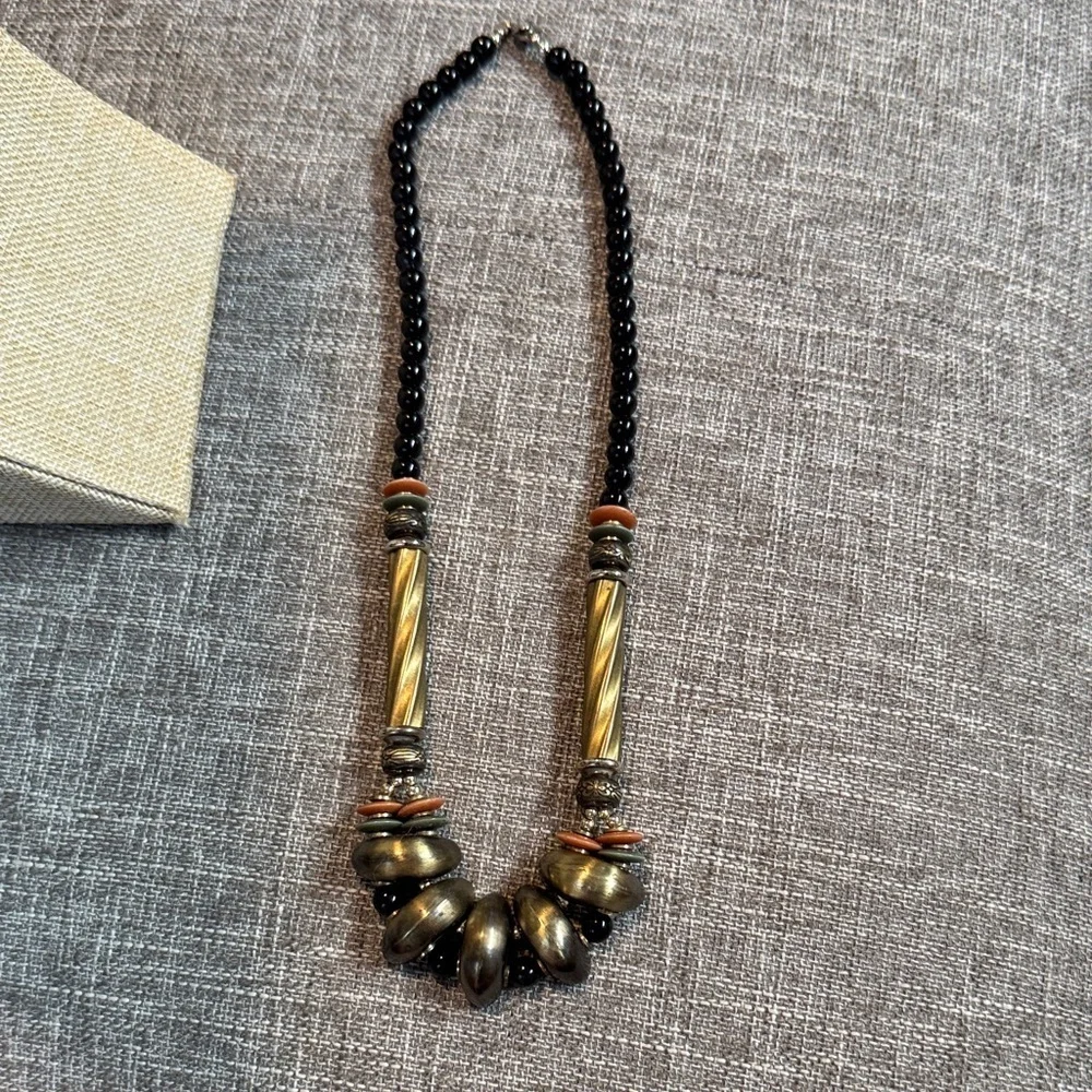 Vintage Black and Gold Statement Necklace